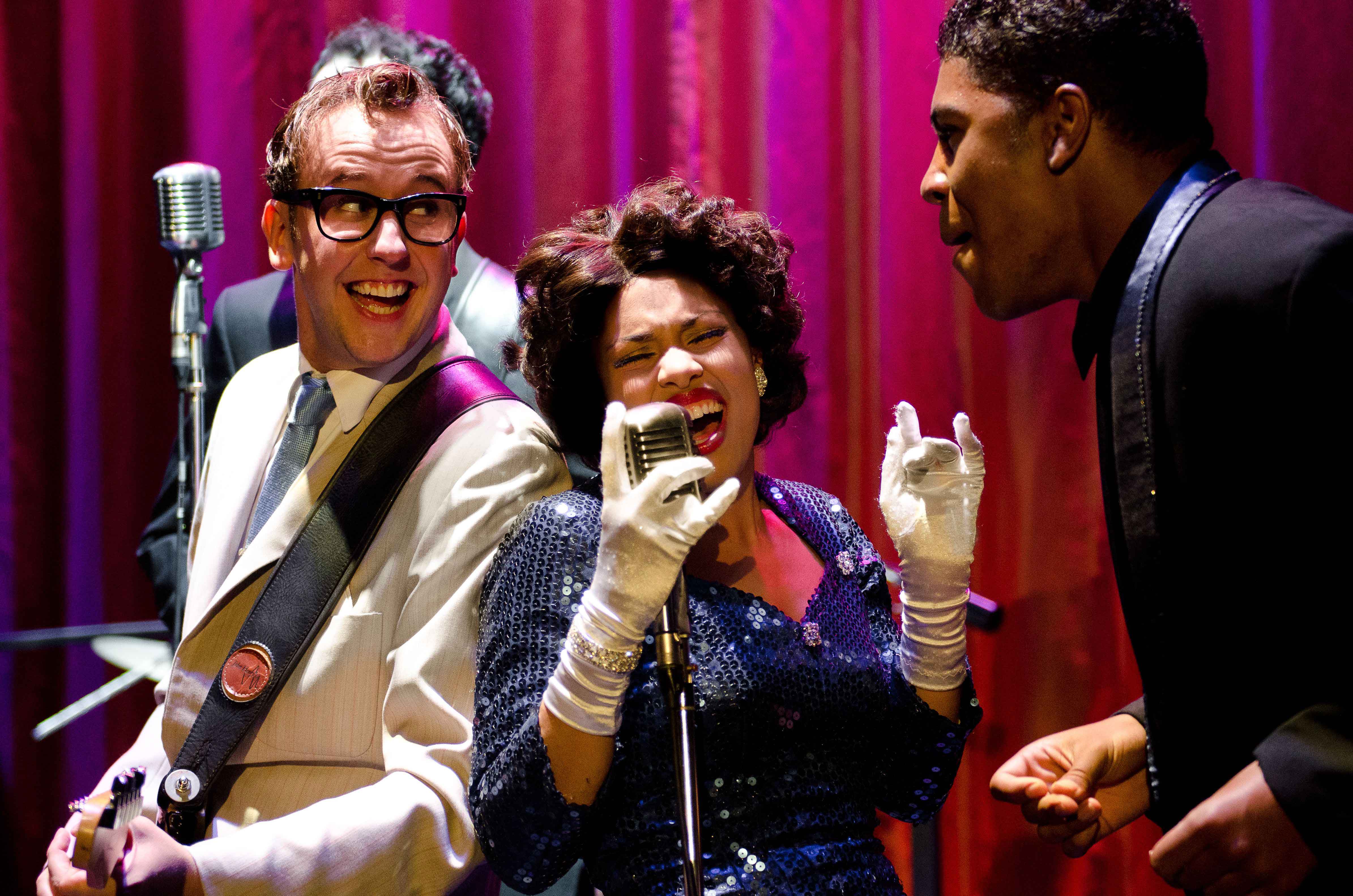 Glen Joseph as Buddy with Apollo Performers in Buddy: The Buddy Holly Story